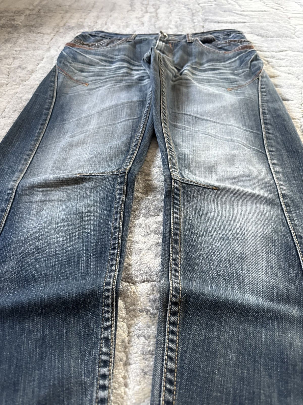 If Six Was Nine Ikka Japan Paneled Cut & Sew Claw Mark Fade Wash Jeans Size US 32 / EU 48 - 4 Thumbnail