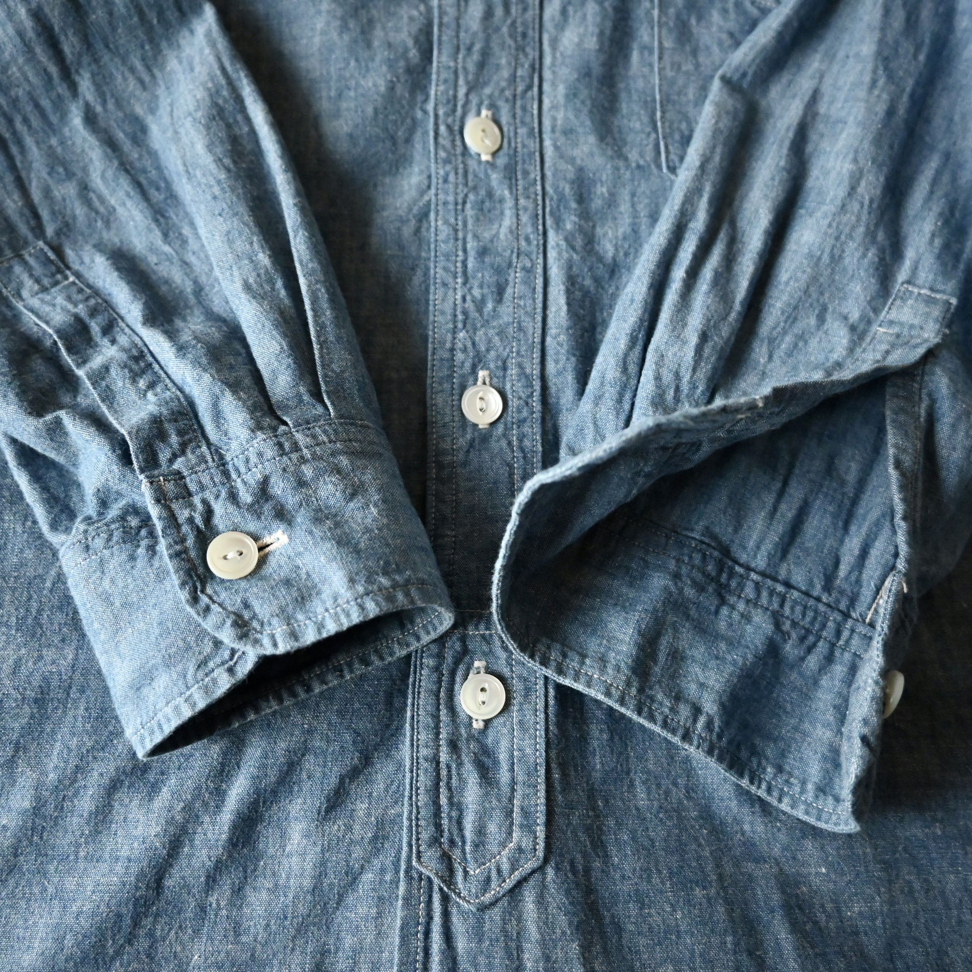 FOB Factory chambray band collar work shirt, made in Japan