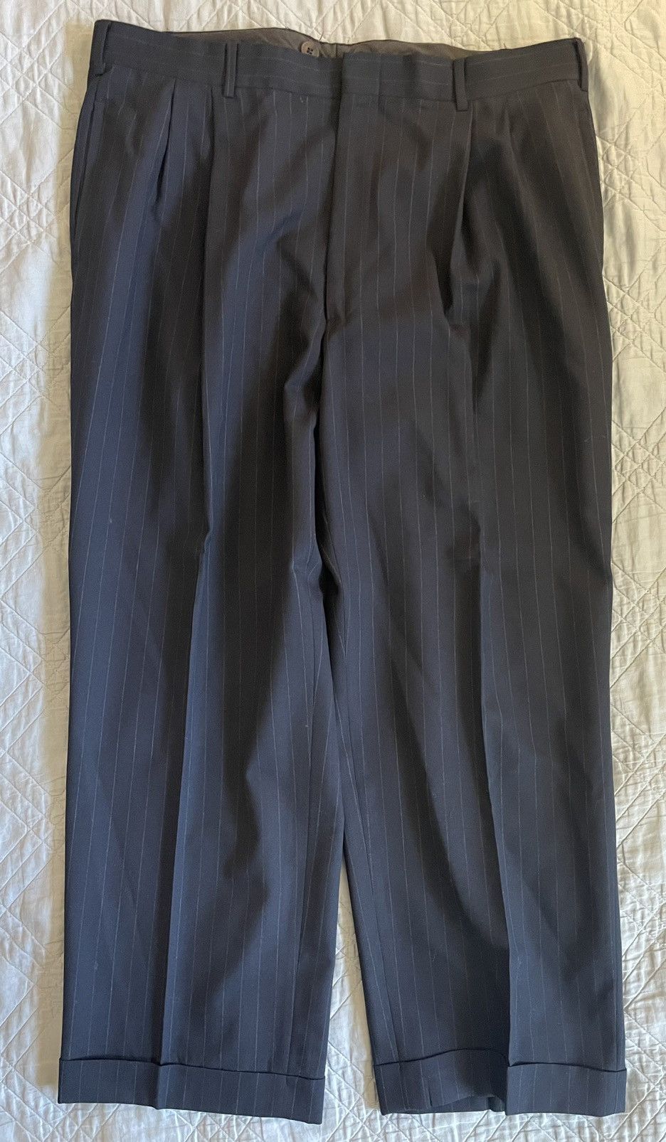 Brooks Brothers Brooksease Pinstripe Wool Suit Size 44R - 12 Thumbnail