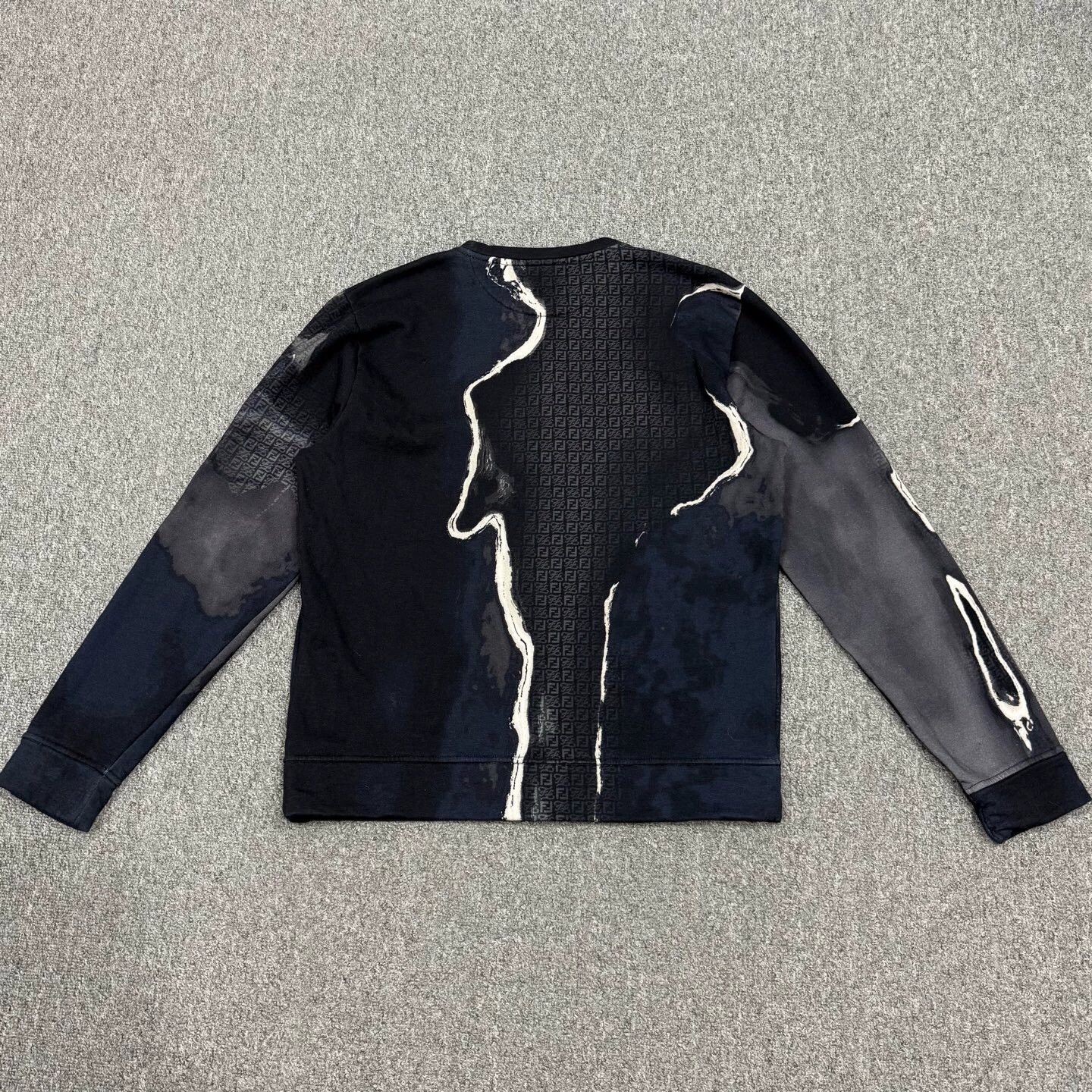 Fendi Fendi Navy Allover Logo Paneled L/S Sweatshirt L Size US L / EU 52-54 / 3 - 2 Thumbnail