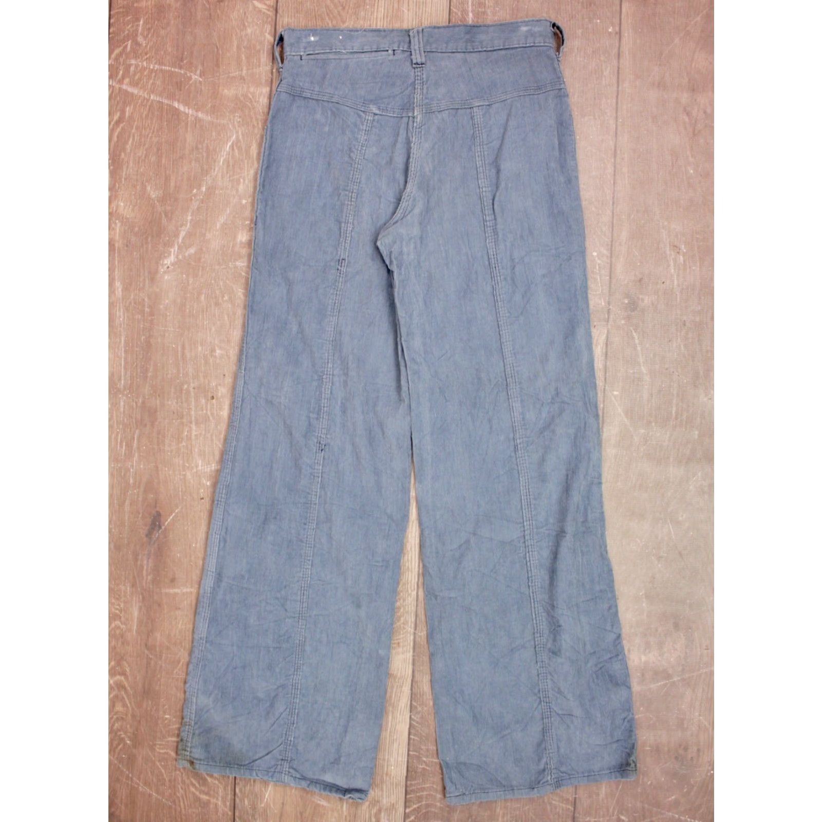 Vintage Montgomery Ward Men's VTG 1970s Light Blue Bell Bottom Corduroy Pants 30x31 70s Bellbottoms Jeans Trousers Size US 30 / EU 46 - 3 Thumbnail