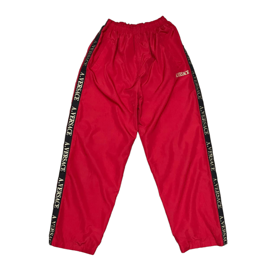 image of Vintage Versace Track Pant Side Tape in Red, Men's (Size 32)