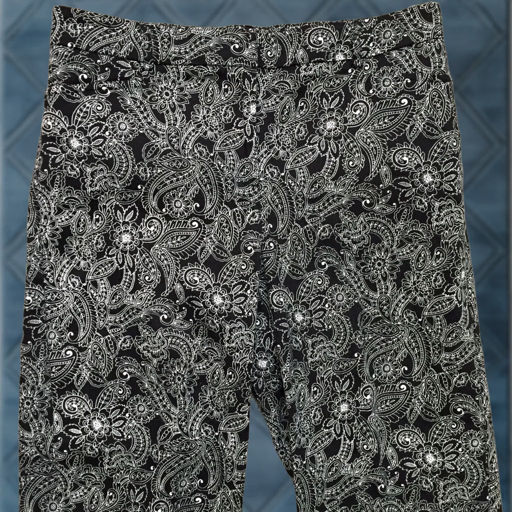 Vintage Briggs New York Pants Womens 8 Black Capri Size Paisley Size 30" / US 8 / IT 44 - 1 Thumbnail