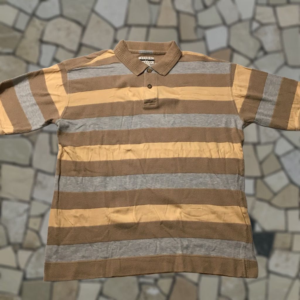 Review Review Polo Shirt Men Large beige Stripe Cotton Golf Size US L / EU 52-54 / 3 - 1 Thumbnail