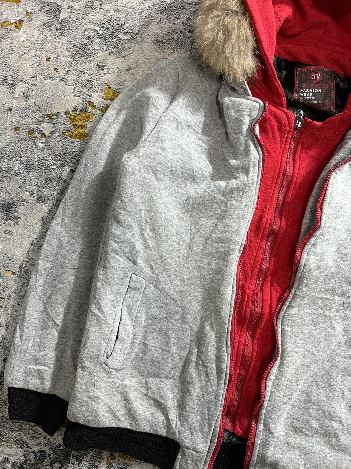 20471120 IF SIX WAS NINE LGB STYLE DOUBLE LAYER FUR ZIP UP HOODIE Size US L / EU 52-54 / 3 - 4 Thumbnail