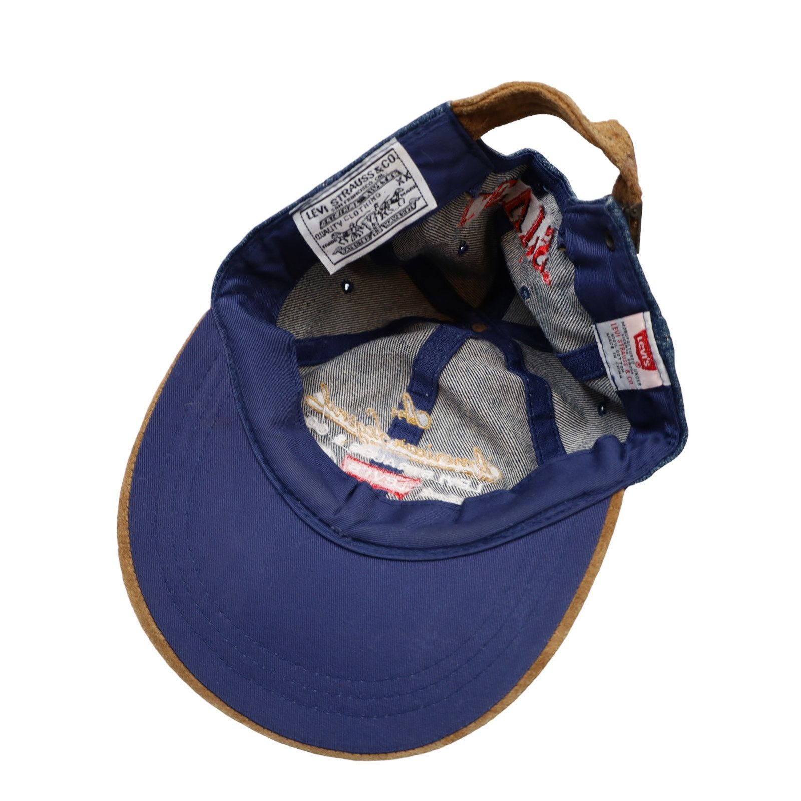 Levi's × Vintage Vintage Levis Denim Spellout Strap Back Hat Size ONE SIZE - 4 Thumbnail
