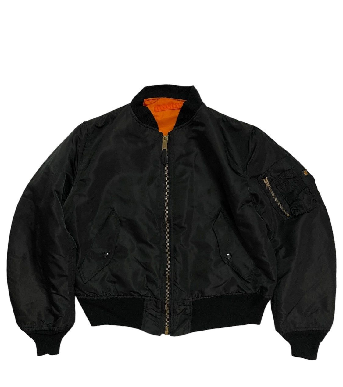 image of Alpha Industries Ma-1 Flight Bomber Made In Usa in Black, Men's (Size Medium)