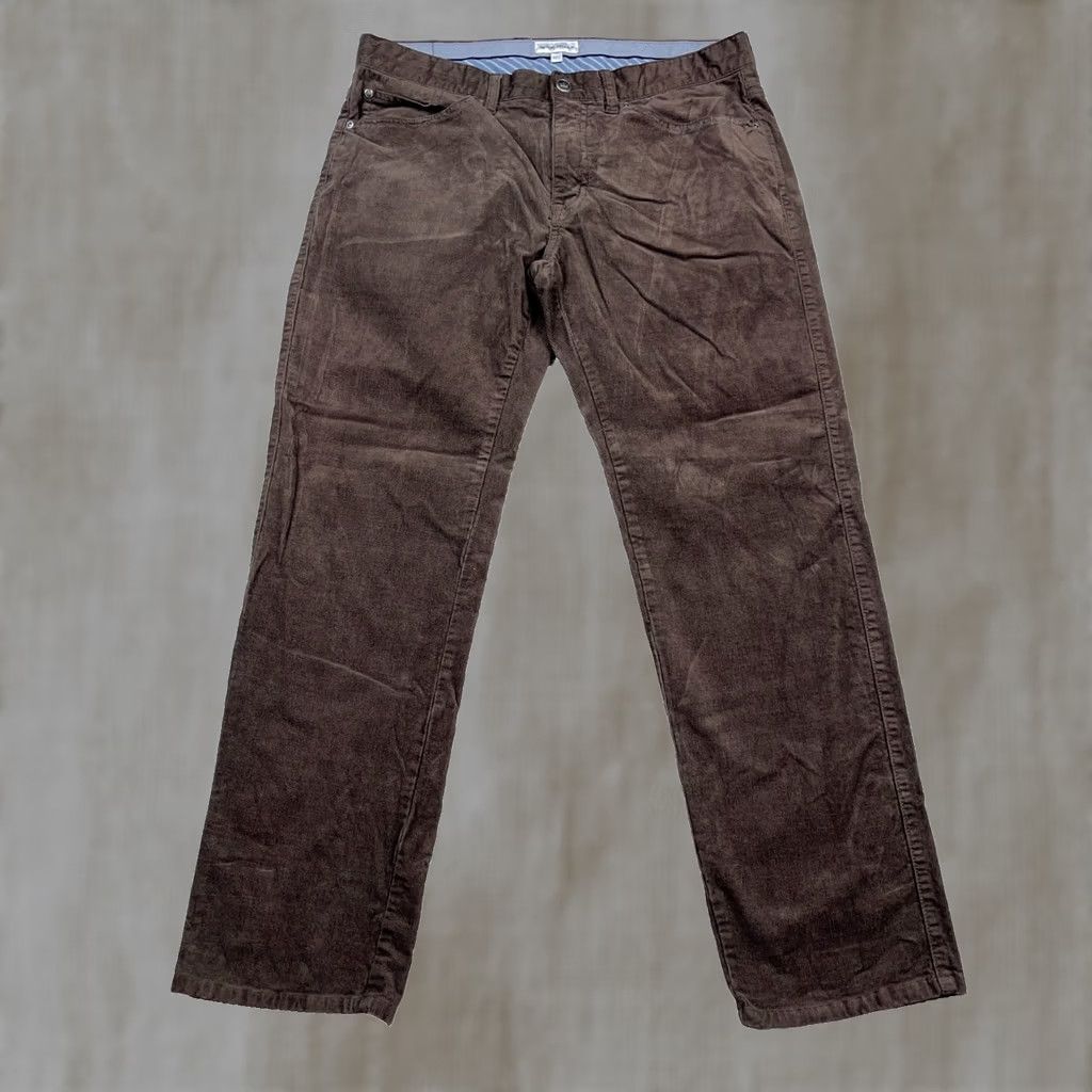 Peter Millar Peter Millar Corduroy Pants Men 33x28 Dark Brown Chino Dress Utility Chocolate Charcoal Brown Cotton Straight Flat Front 5-Pocket Regular Size US 33 - 1 Thumbnail