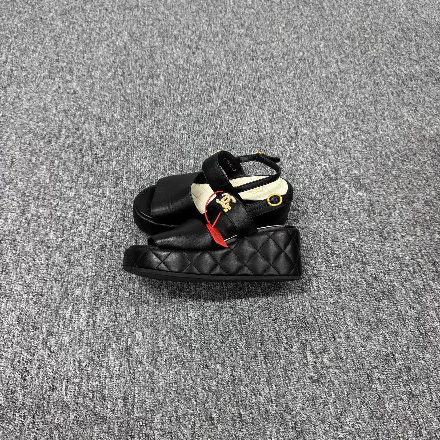 Chanel Chanel Quilted CC Gold Crystal Platform Sandal Women's 36 Size US 5.5 / IT 35.5 - 1 Thumbnail