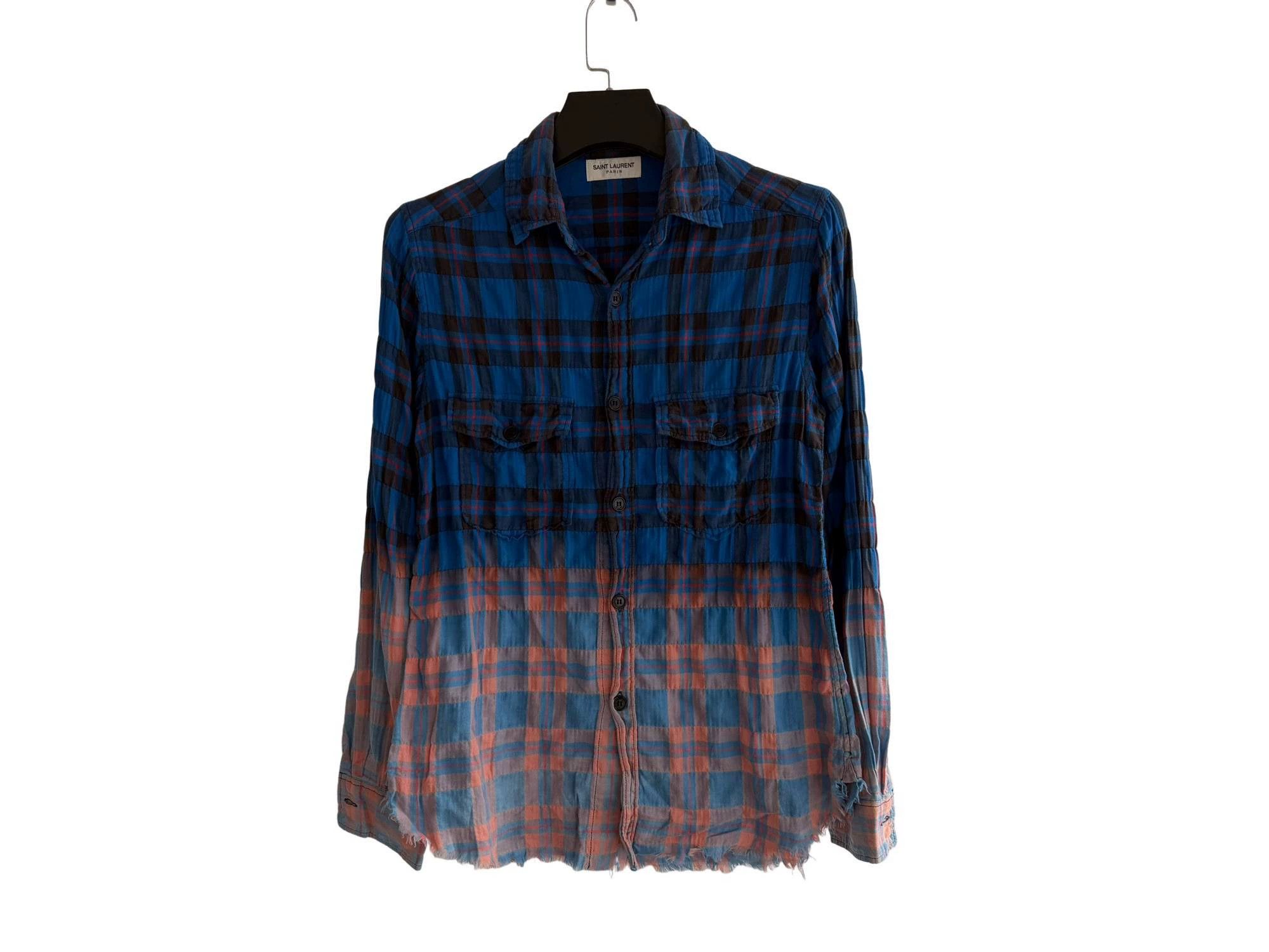 Saint Laurent Paris SLP SS16 Gradient Distressed Check Shirt S Size US S / EU 44-46 / 1 - 1 Thumbnail