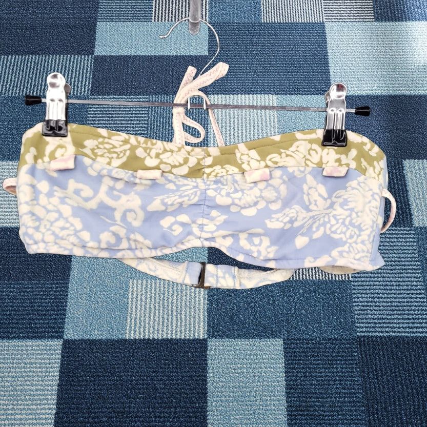 Lucky Brand Lucky Brand Bikini Top Womens M Medium Blue Floral Halter Back Strap Swimwear Size M / US 6-8 / IT 42-44 - 1 Thumbnail