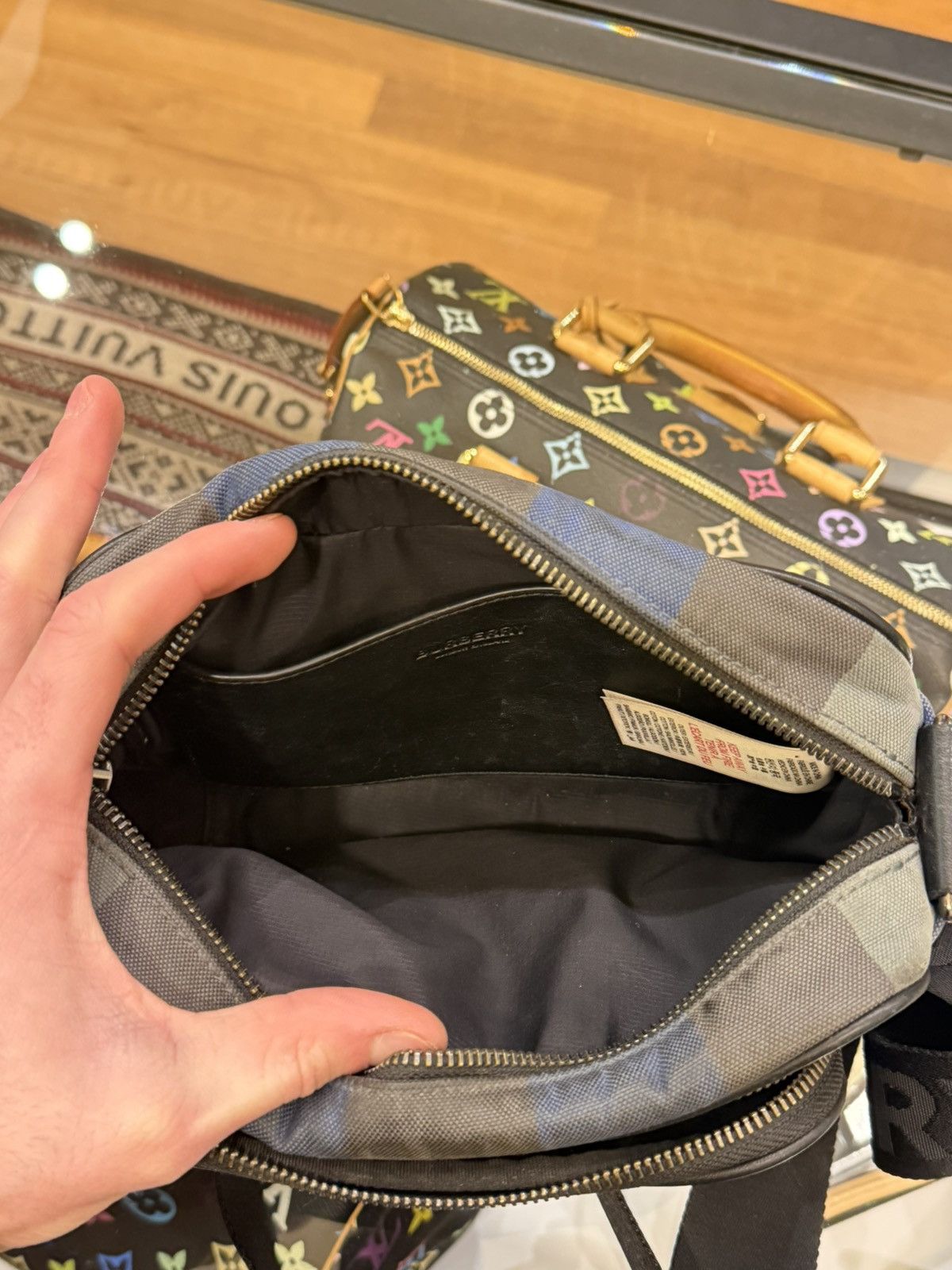 Burberry Burberry Paddy Logo Plaque Checked Messenger Bag - Blue Size ONE SIZE - 10 Thumbnail
