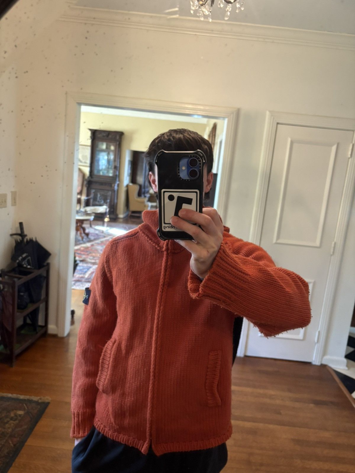Stone Island Stone Island Vintage orange knitted zip up hoodie Size US M / EU 48-50 / 2 - 7 Thumbnail