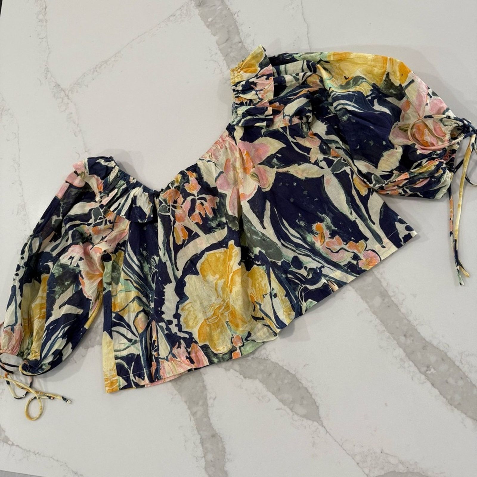 Free People Free People Floral Off Shoulder Crop Top Womens Small Size S / US 4 / IT 40 - 2 Thumbnail