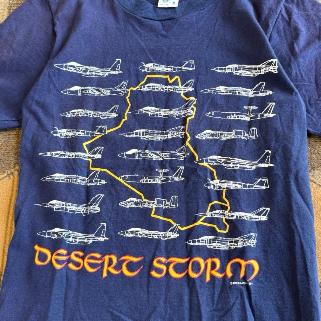 Jerzees VINTAGE 90s JERZEES T-SHIRT Army Military Desert Storm Planes Fighter Jets Short Sleeve Blue S Mens Adult Small Size US S / EU 44-46 / 1 - 3 Thumbnail
