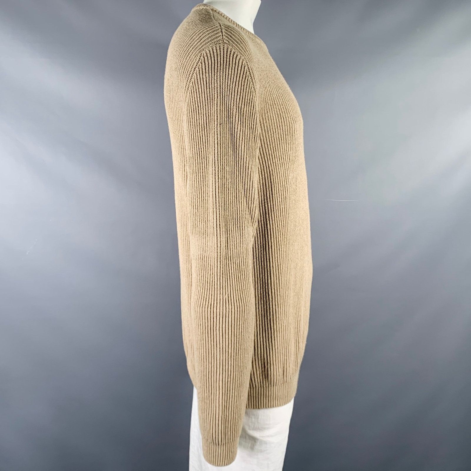 Neiman Marcus NEIMAN MARCUS Size XL Beige Knit Cotton Crew Neck Sweater Size US XL / EU 56 / 4 - 2 Thumbnail