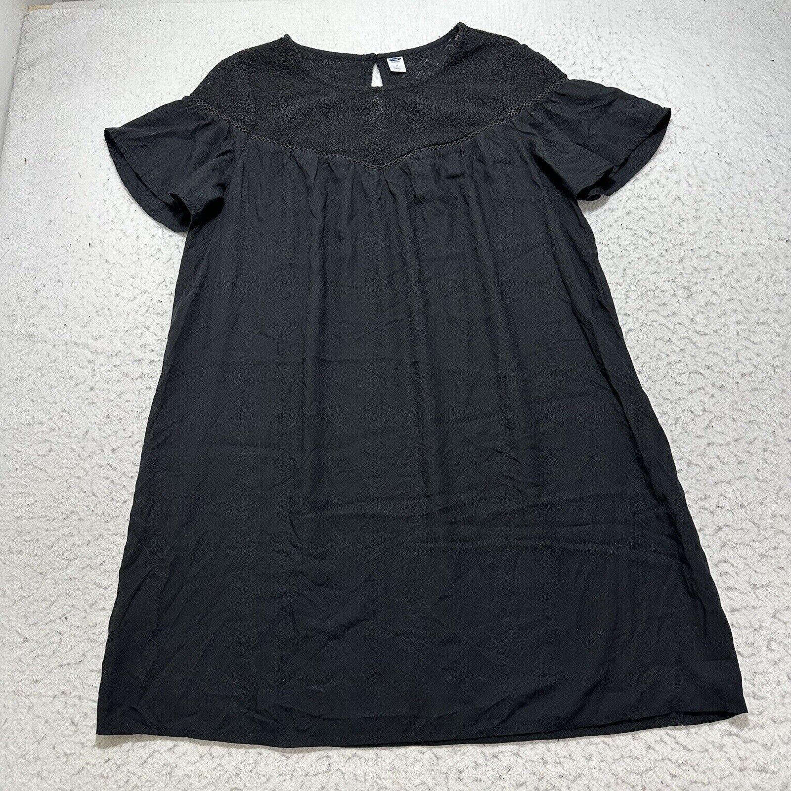 Old Navy Old Navy Medium A-Line Dress Lace Embroidery Trim Black Size M / US 6-8 / IT 42-44 - 1 Thumbnail