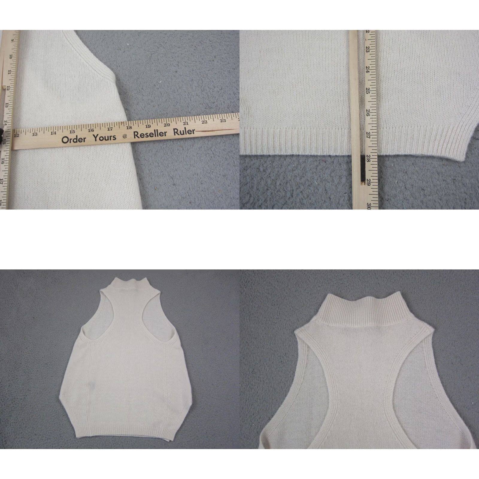 Vintage 360 Cashmere Sweater Womens Large Creme Logan Sleeveless Racerback Mock Neck Size L / US 10 / IT 46 - 8 Thumbnail