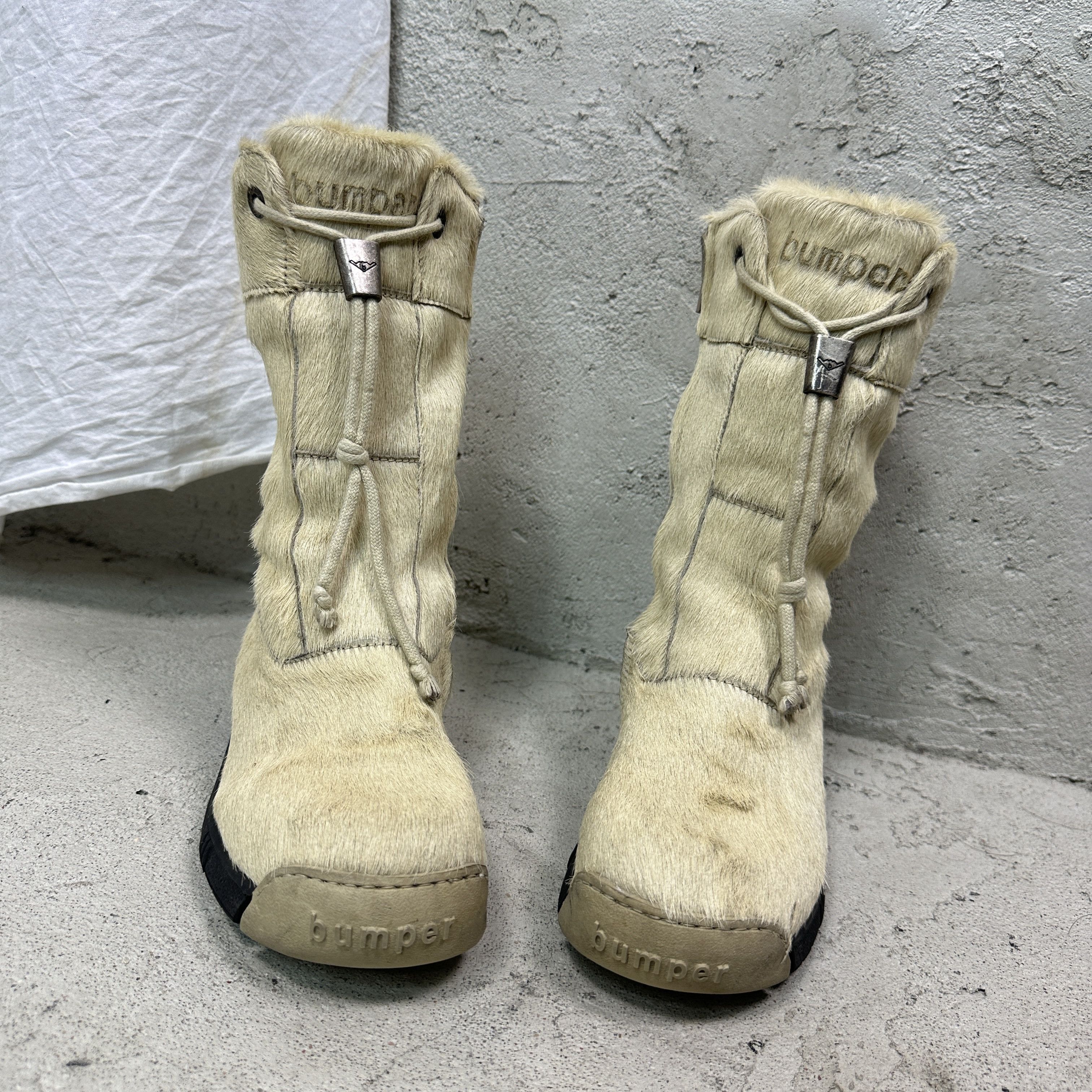 Vintage Vintage Leather Pony Hair Bumper Cream Snow Boots Y2K Size US 6 / IT 36 - 2 Thumbnail