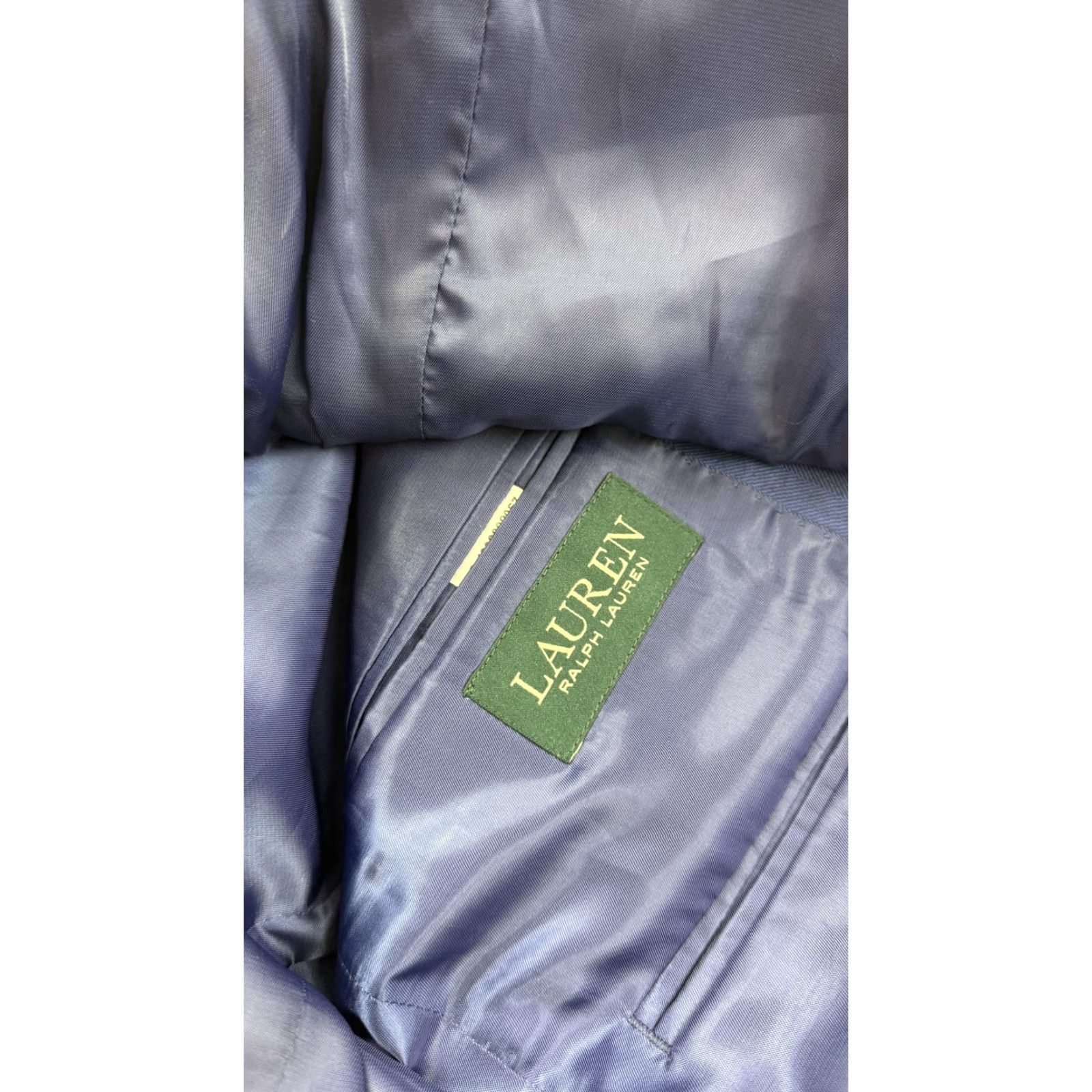 Ralph Lauren LRL Ralph Lauren Blazer Mens 38R Blue Herringbone Two Button Sport Coat Lined Size 38R - 6 Thumbnail