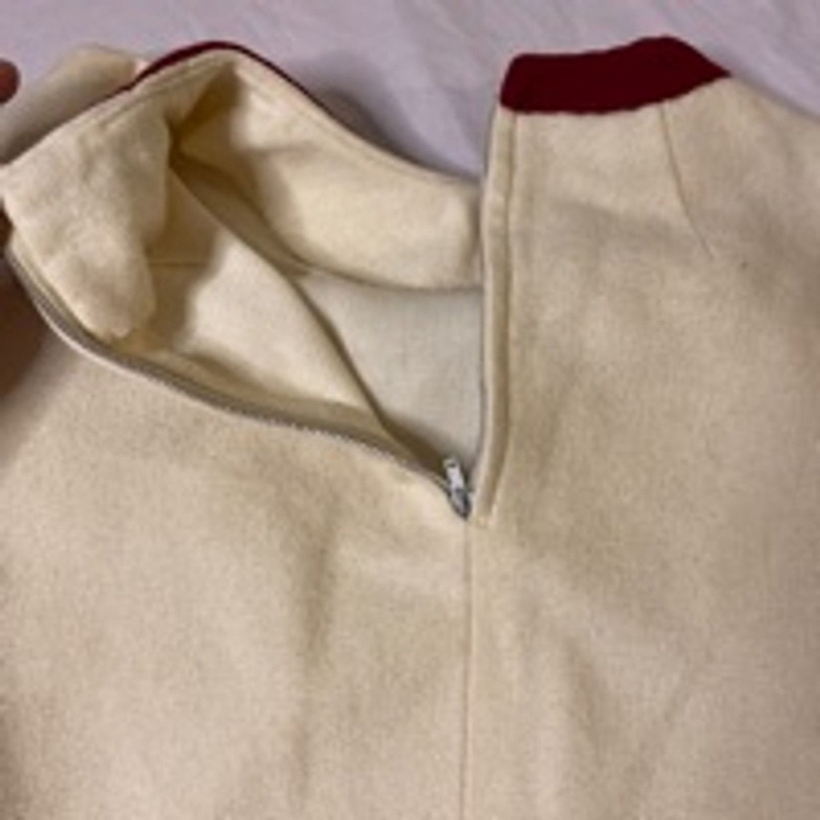 Vintage Vintage 70s Girls Outfit Cream Maroon Trim Top & Houndstooth Size 25" / US 0 / IT 36 - 6 Thumbnail