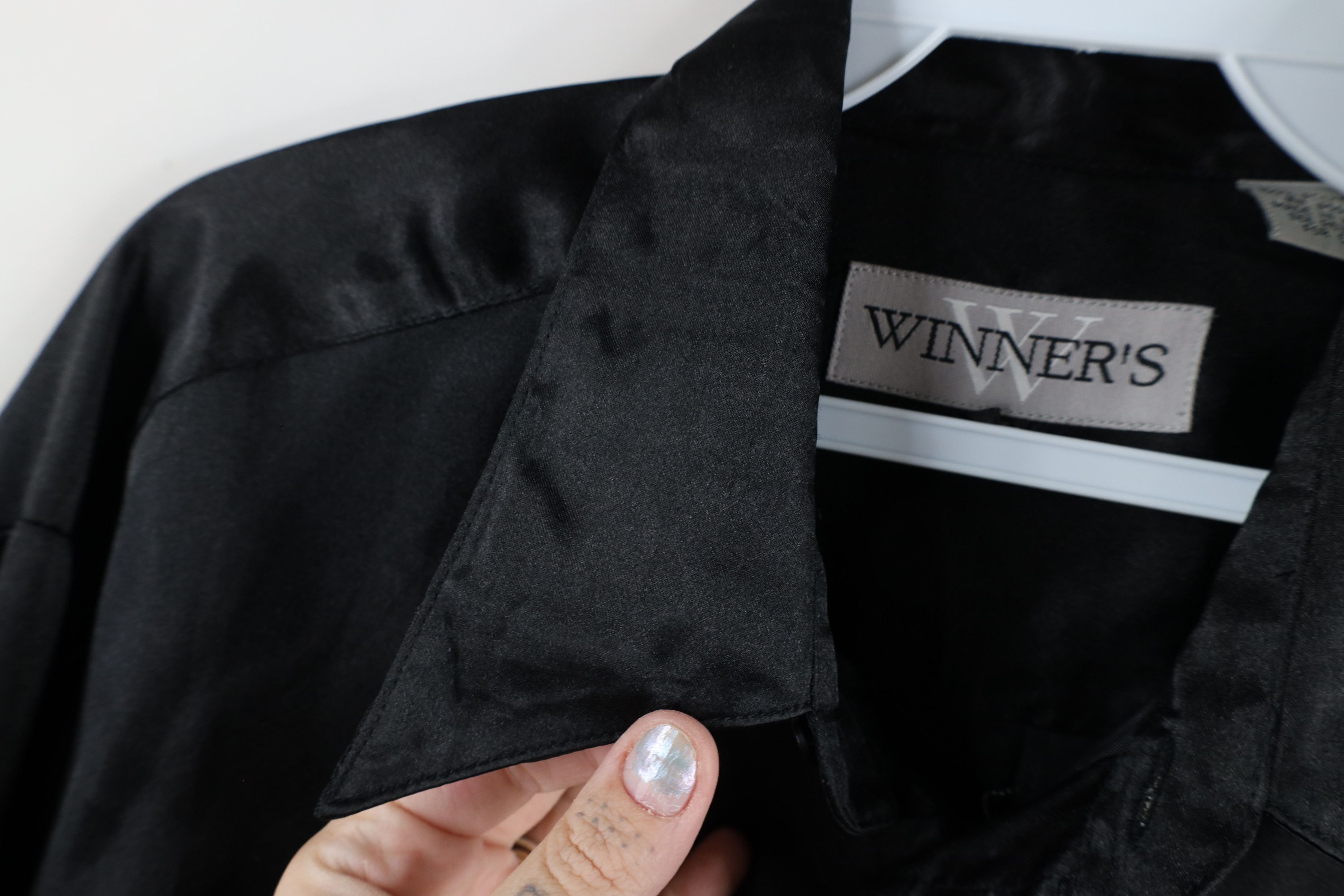 Vintage Vintage 90s Streetwear Polyester Collared Button Shirt Black Size US M / EU 48-50 / 2 - 7 Thumbnail