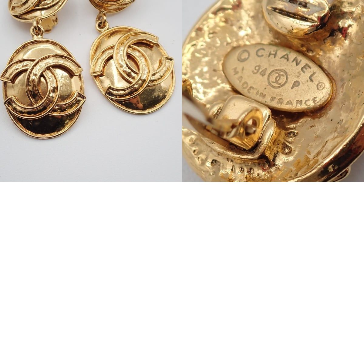 Chanel Chanel Gold Plated CC Round Drop Clip-on Earrings Gold Size ONE SIZE - 5 Thumbnail