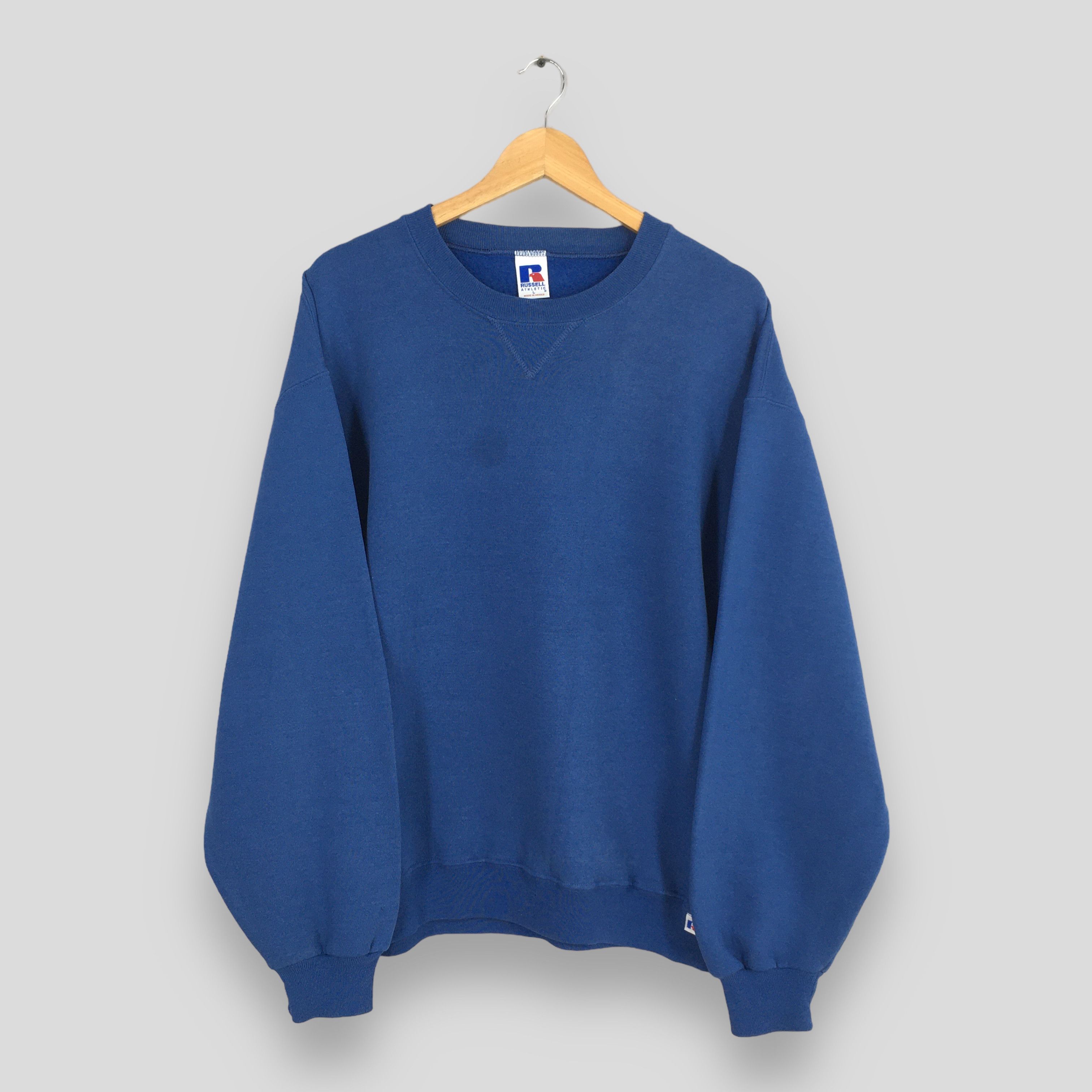 Vintage 90s Russell Athletic Blue Plain Sweatshirt Large