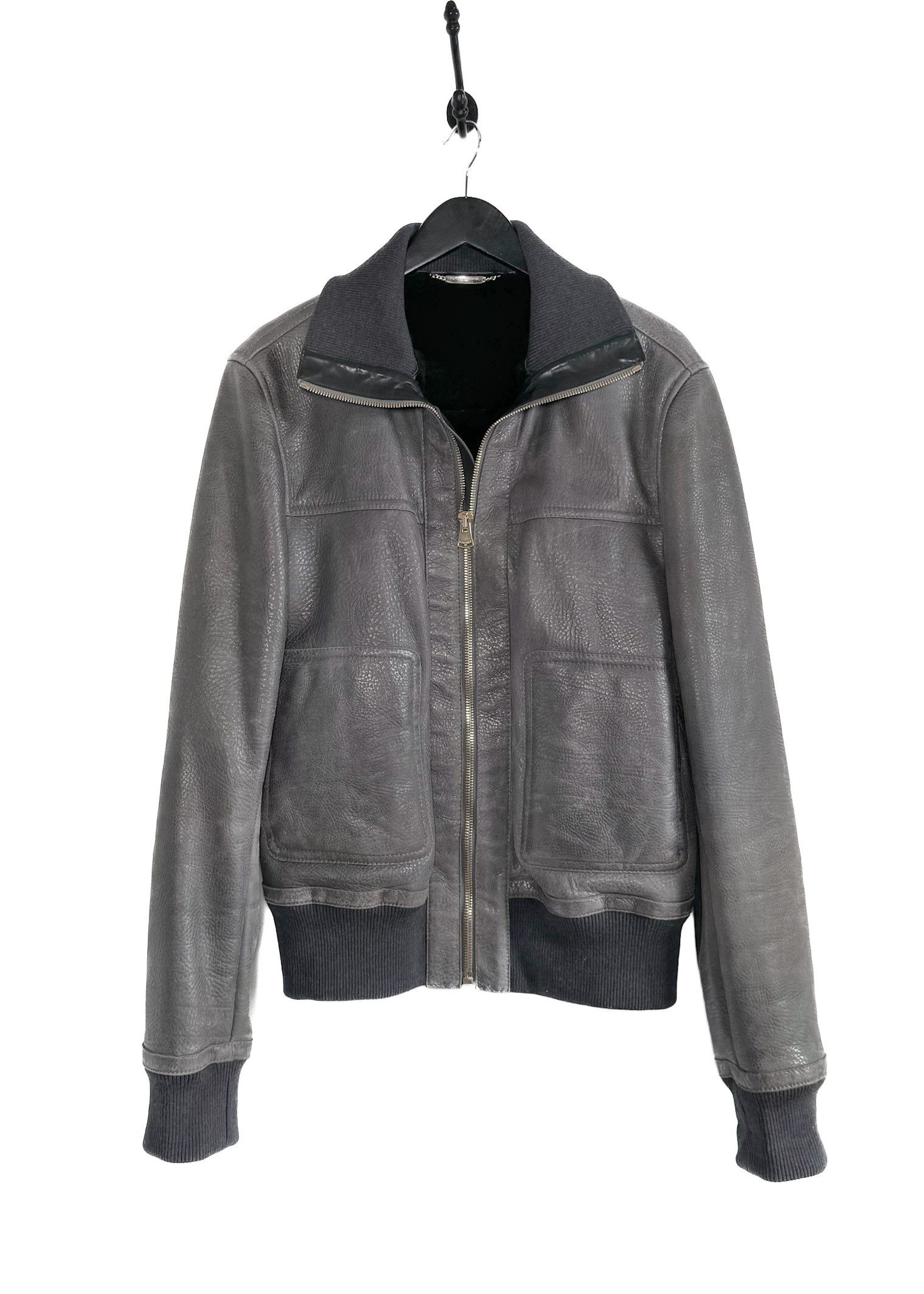 Dolce & Gabbana Dolce & Gabbana Grey Lambskin Leather Shearling Bomber Size US L / EU 52-54 / 3 - 5 Thumbnail
