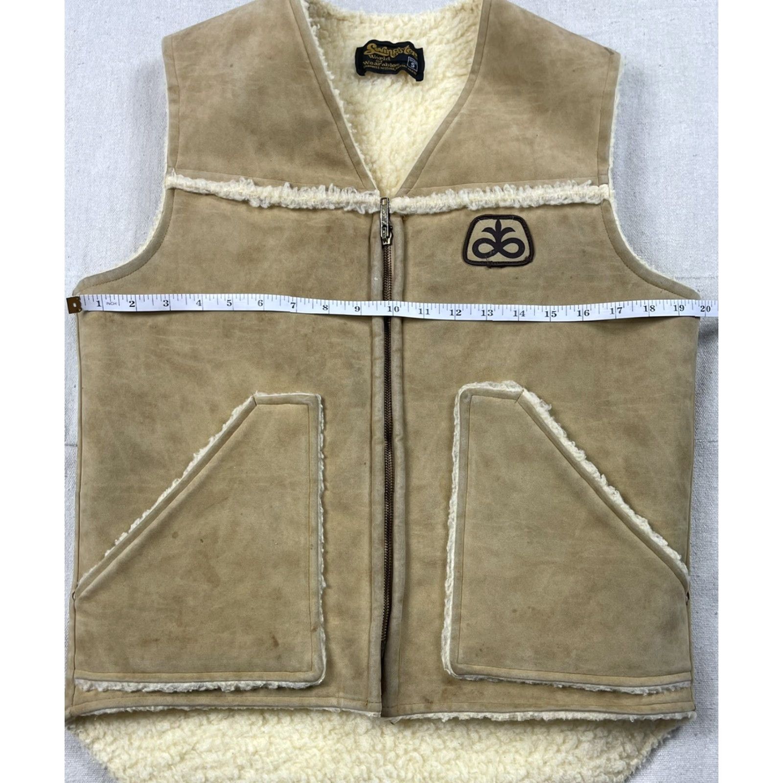 Vintage VINTAGE SWINGSTER Vest Suede Leather Sherpa Lined Casual Hippy 1970s Beige Size L Mens Size US L / EU 52-54 / 3 - 7 Thumbnail