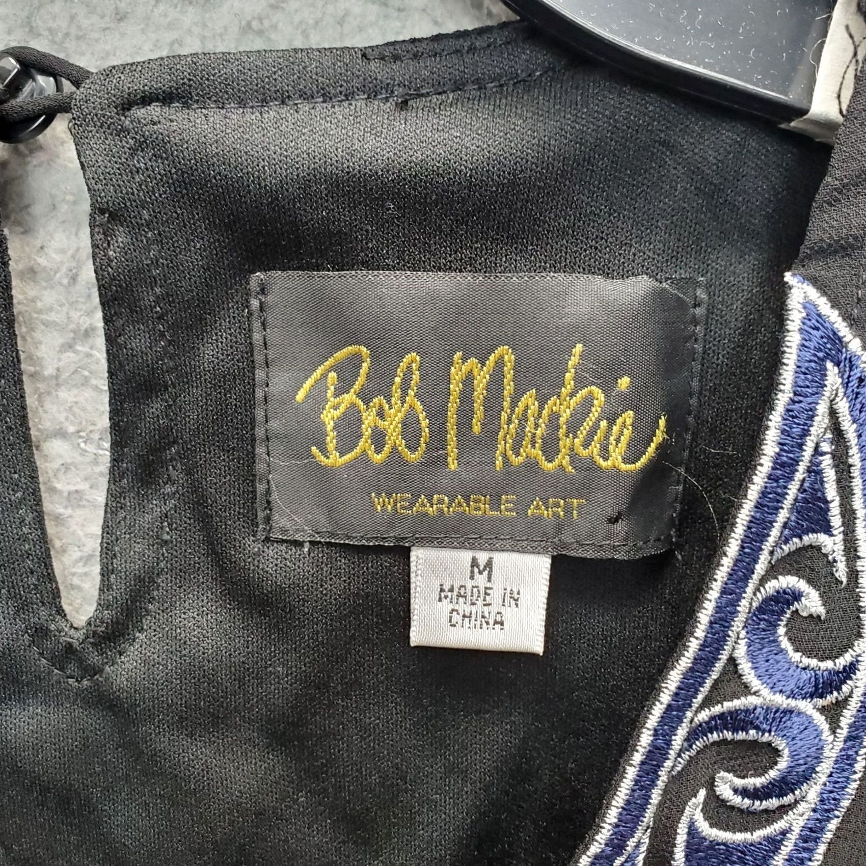 Bob Mackie Bob Mackie Tunic Tops Womens Size M Black Lined Embroidered 3/4 Sleeve V Neck Blouse Size M / US 6-8 / IT 42-44 - 5 Thumbnail