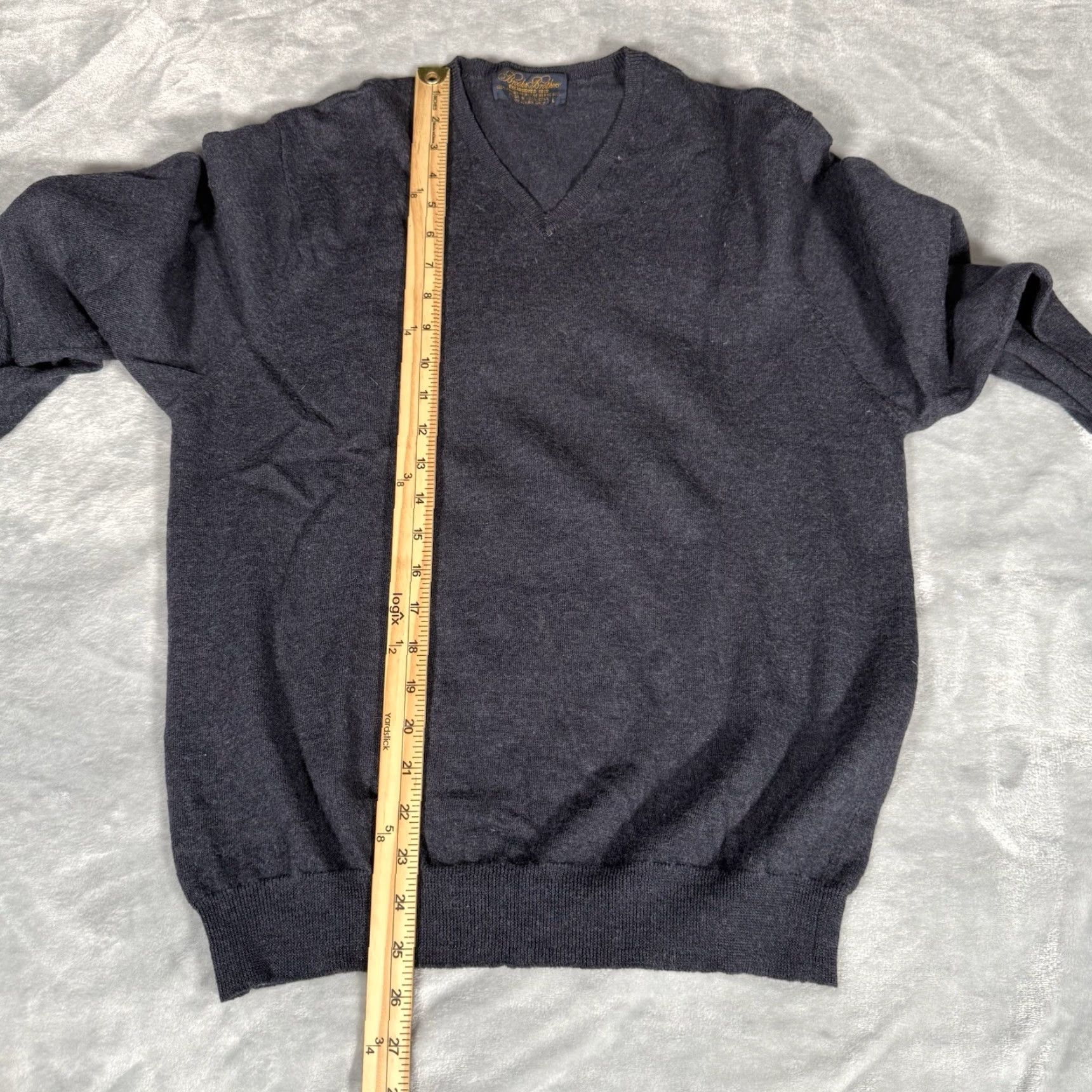 Brooks Brothers VINTAGE Brooks Brothers Sweater V-Neck Wool Mens L Slim Faded Blue 90s Pullover Knit Solid Logo Size US M / EU 48-50 / 2 - 7 Thumbnail