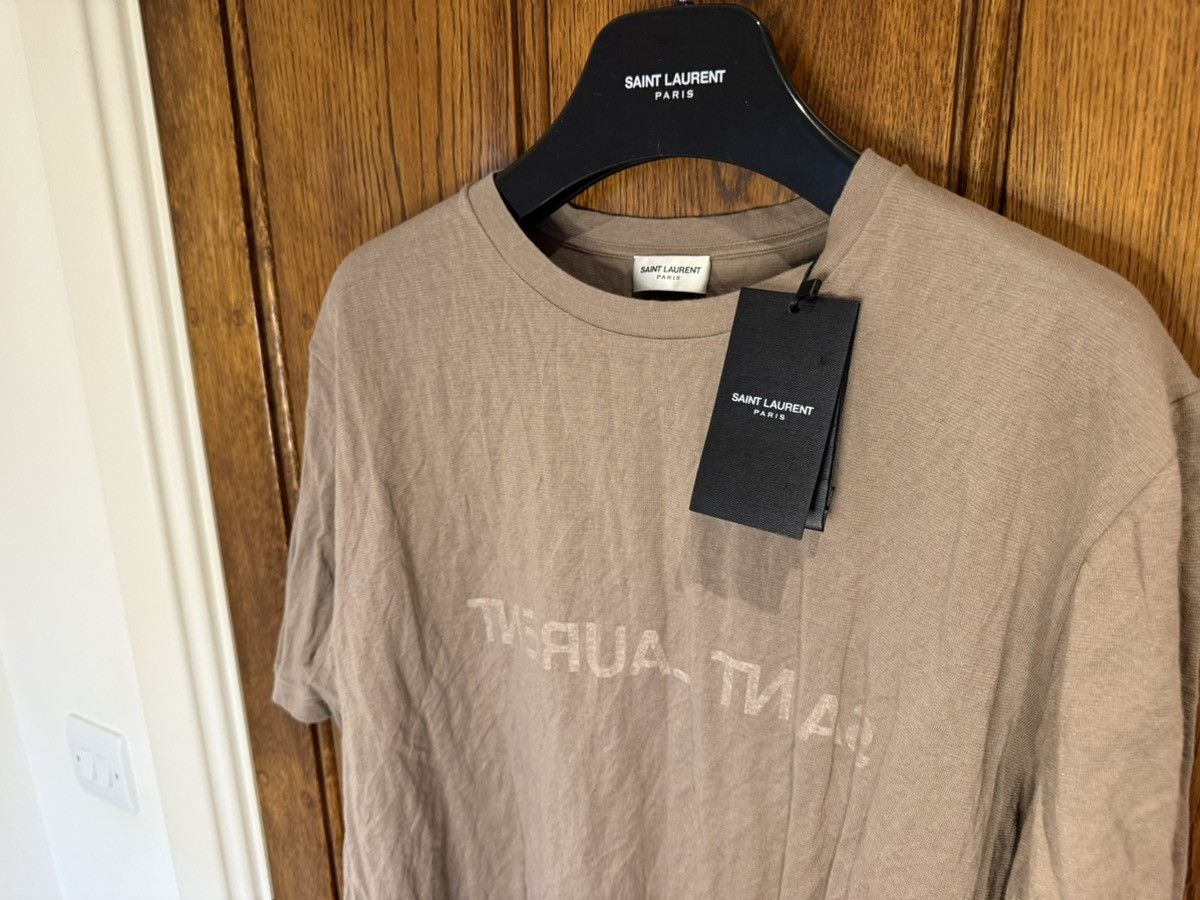 Saint Laurent Paris $620 ss23 Saint Laurent reverse logo khaki t shirt L Size US L / EU 52-54 / 3 - 13 Thumbnail