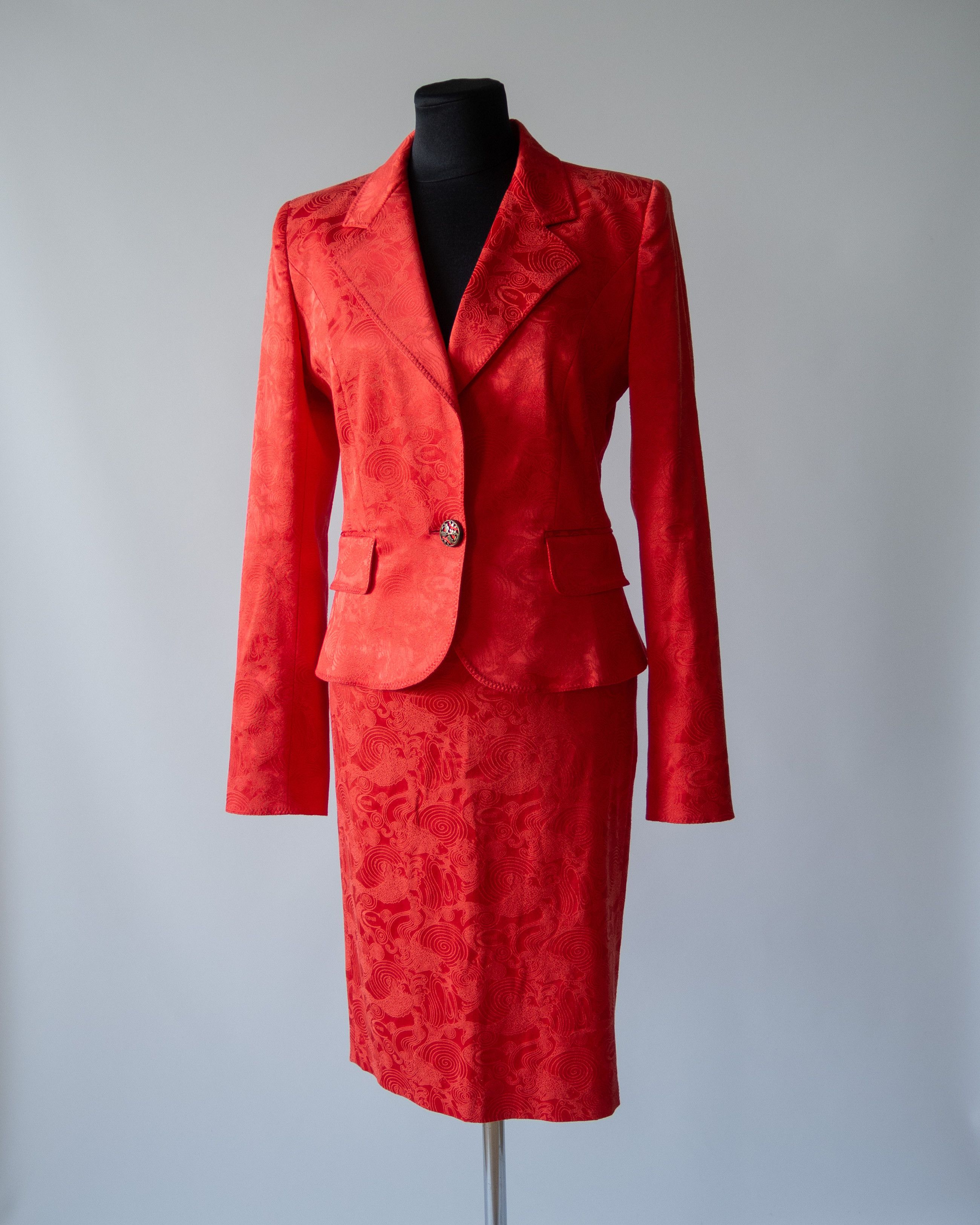 image of Just Cavalli 2000's Suit With Skirt in Red, Women's (Size Medium)