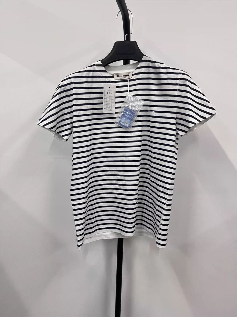 Miu Miu MIU MIU SS23 striped and printed crew neck pullover short s Size US XS / EU 42 / 0 - 1 Thumbnail