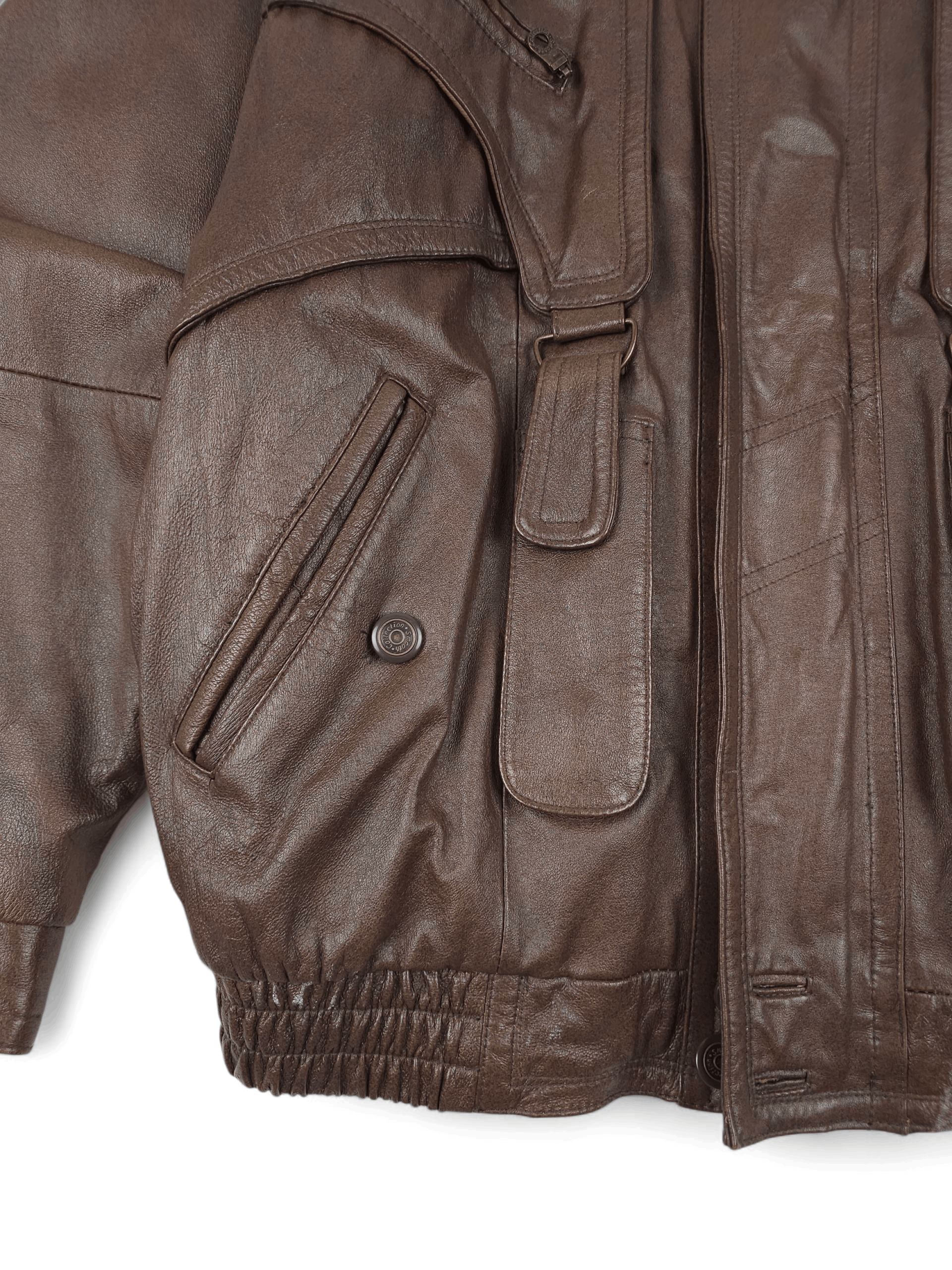Vintage 💎 90's Vintage Leather Utility Bomber Biker Jacket L Size US L / EU 52-54 / 3 - 5 Thumbnail