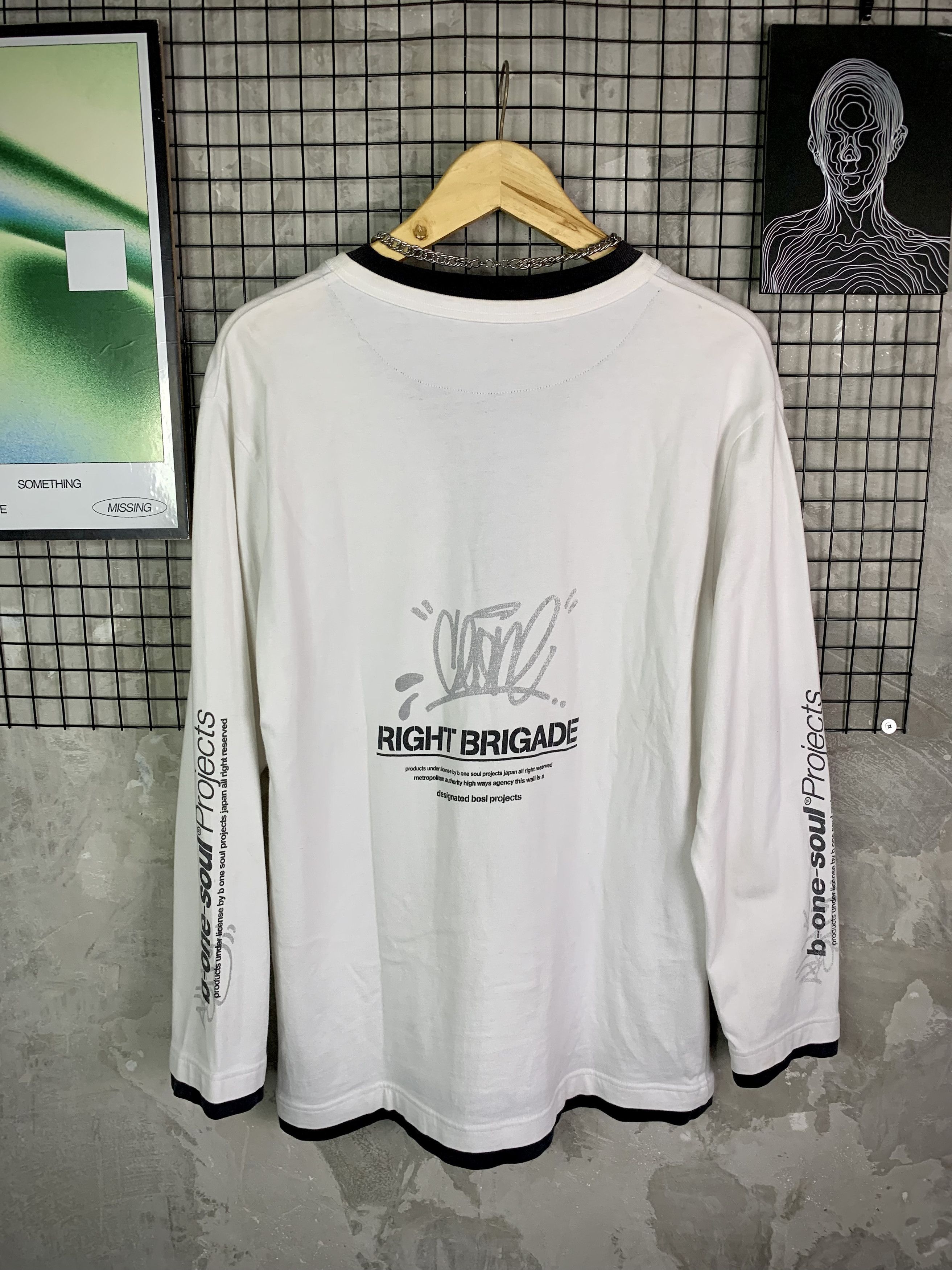 Japanese Brand Y2K B-One-Soul Projects Grunge White Poem Henley LongSleeve Size US L / EU 52-54 / 3 - 5 Thumbnail