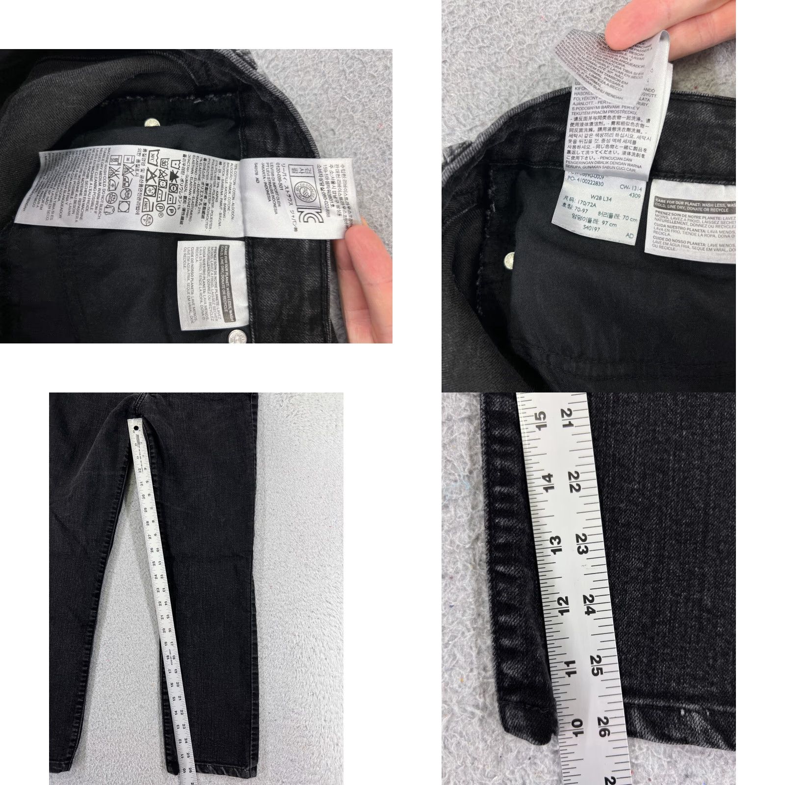 Levi's VINTAGE Levis Pants Womens 6 Black Denim Jeans Slight Curve Mid Rise Slim Cotton 28x26 Size 28" / US 6 / IT 42 - 8 Thumbnail