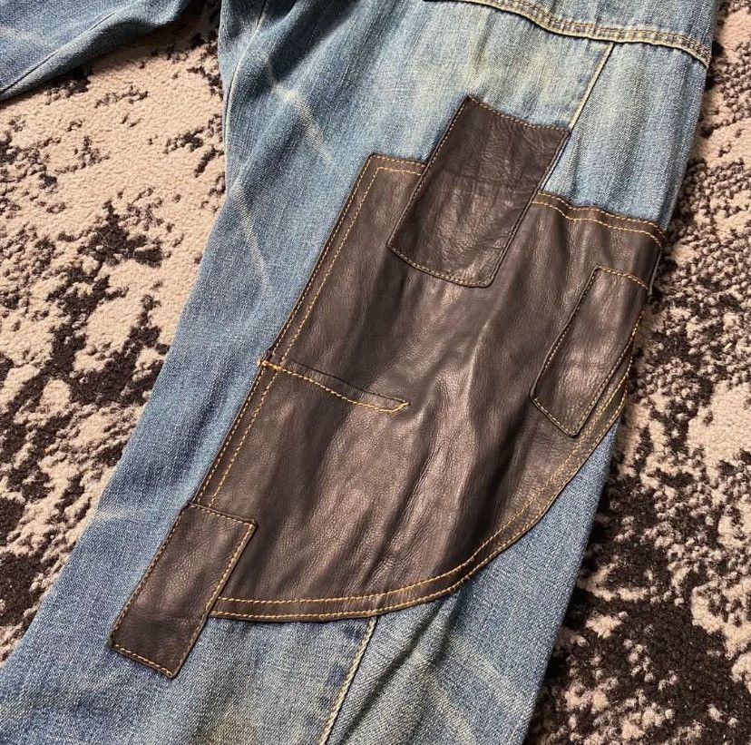 Maison MIHARA YASUHIRO 1990s Mihara Yasuhiro Zip Leather Patched Flared Denim Size US 32 / EU 48 - 6 Thumbnail