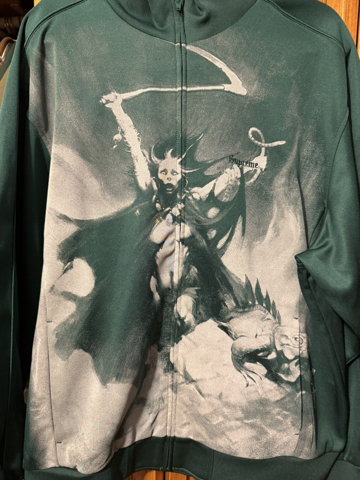Supreme Supreme x Frazetta Track Jacket Dark Green Size US XL / EU 56 / 4 - 4 Thumbnail