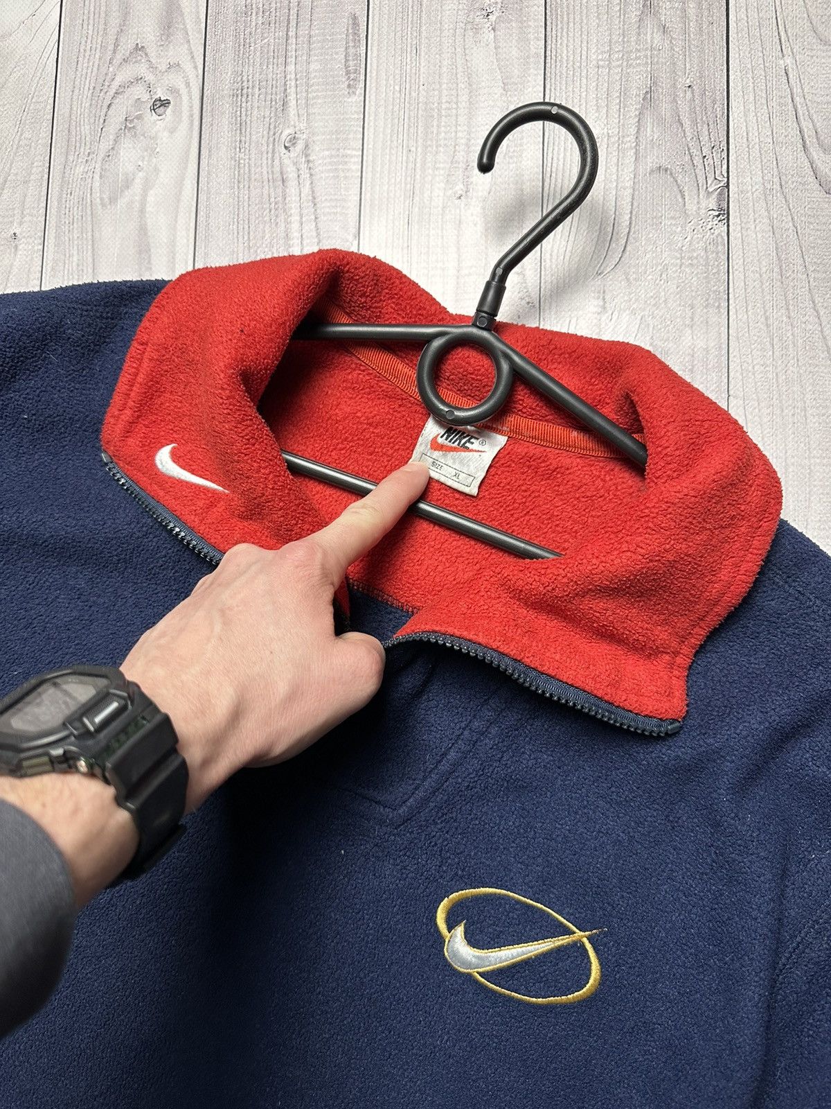 Nike × Vintage Vintage Nike fleece jacket size XL big logo rare zip 1/4 Size US XL / EU 56 / 4 - 4 Thumbnail