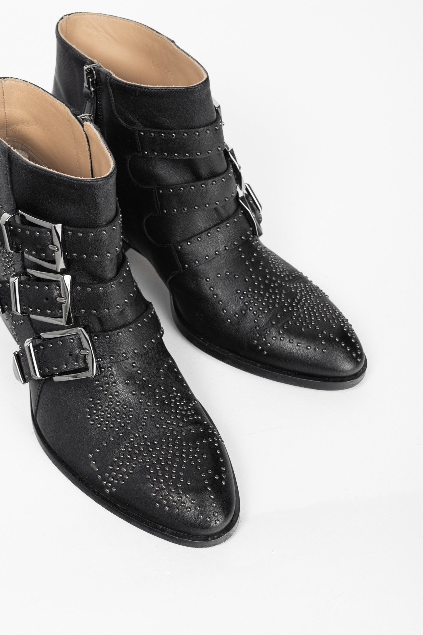 Chloe Chloe Susanna Black Studded Buckle Biker Ankle Boots Size US 5.5 / IT 35.5 - 6 Thumbnail