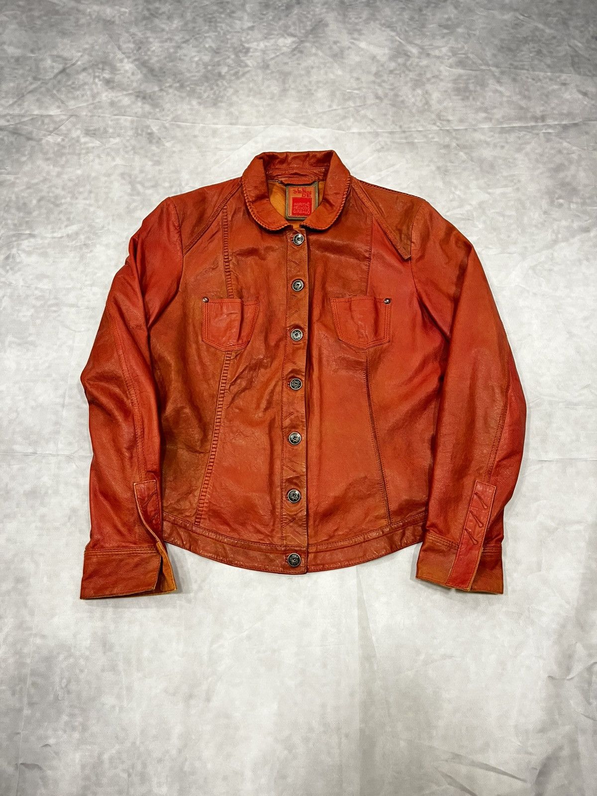 Marithe + Francois Girbaud Marithe Francois Girbaud Vintage Rare Orange Leather Jacket Size M / US 6-8 / IT 42-44 - 2 Thumbnail