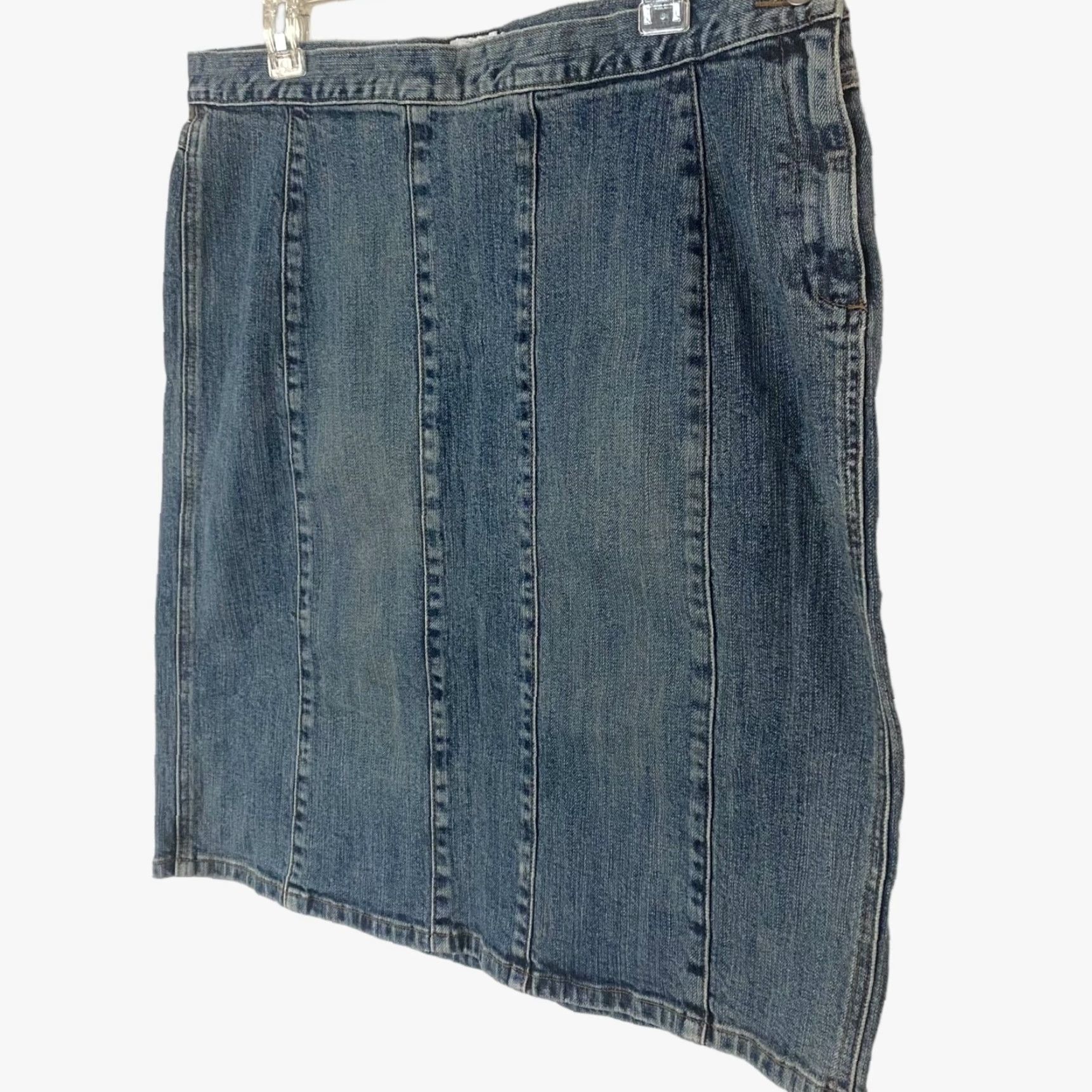 Calvin Klein VINTAGE Calvin Klein Denim Skirt Women Size 16 Short Blue Y2K 98% Cotton 2% Elastane Size 38" / US 16 / IT 52 - 2 Thumbnail