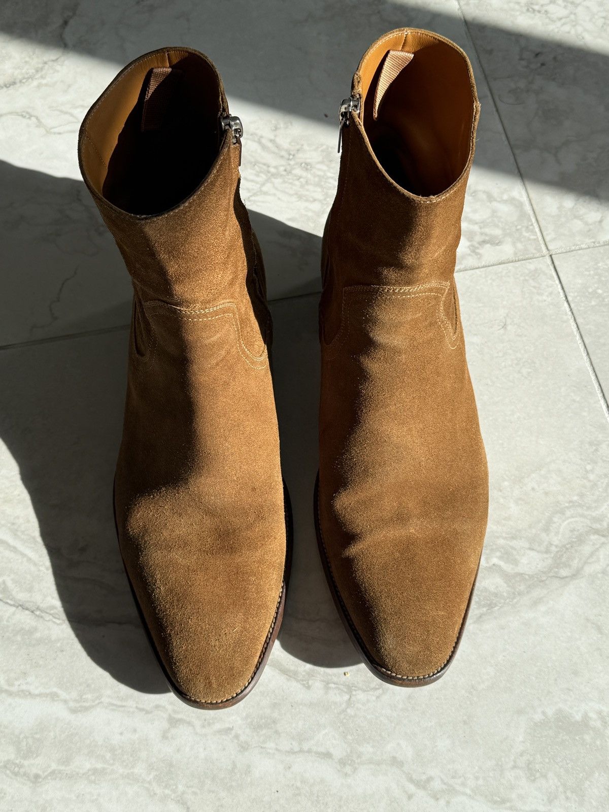 Saint Laurent Paris Classic Hedi Slimane Wyatt 40 Tobacco Suede Boots Size US 13 / EU 46 - 2 Thumbnail