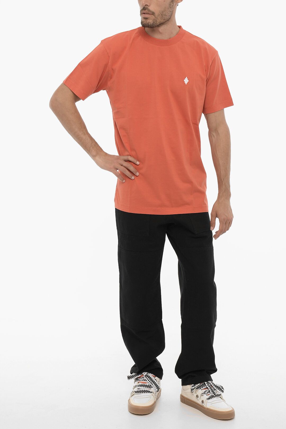 Marcelo Burlon og1mm0824 Crewneck T-Shirt in Orange Size US XXS / EU 40 - 4 Thumbnail
