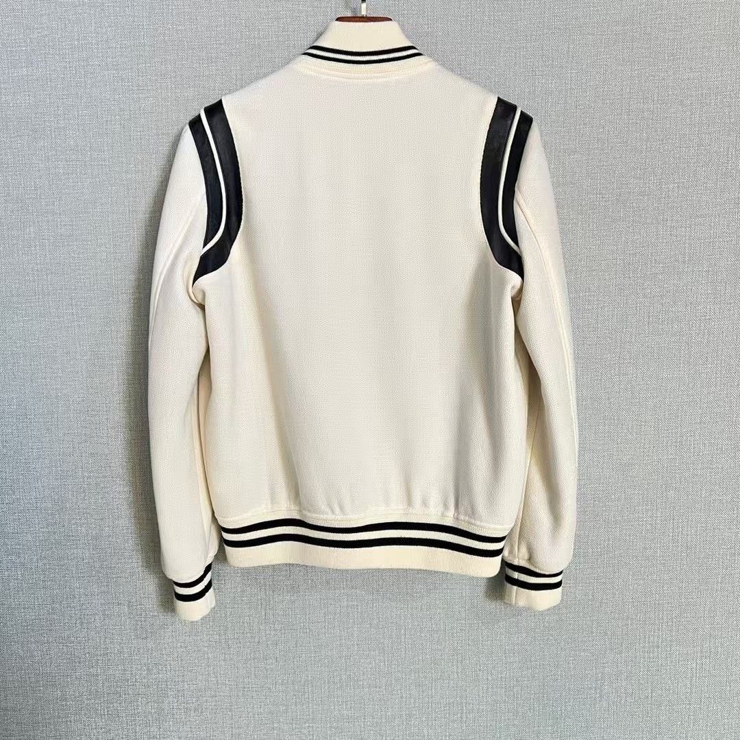Saint Laurent Paris Saint laurent White Parchment Wool Baseball Jacket 2501-Nex Size US S / EU 44-46 / 1 - 2 Thumbnail