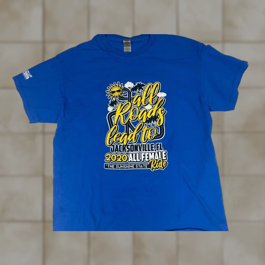 Gildan Gildan T Shirt Mens L Blue Jacksonville Florida Crew Neck Short Sleeve Solid Breathable Colorful Size US L / EU 52-54 / 3 - 1 Thumbnail