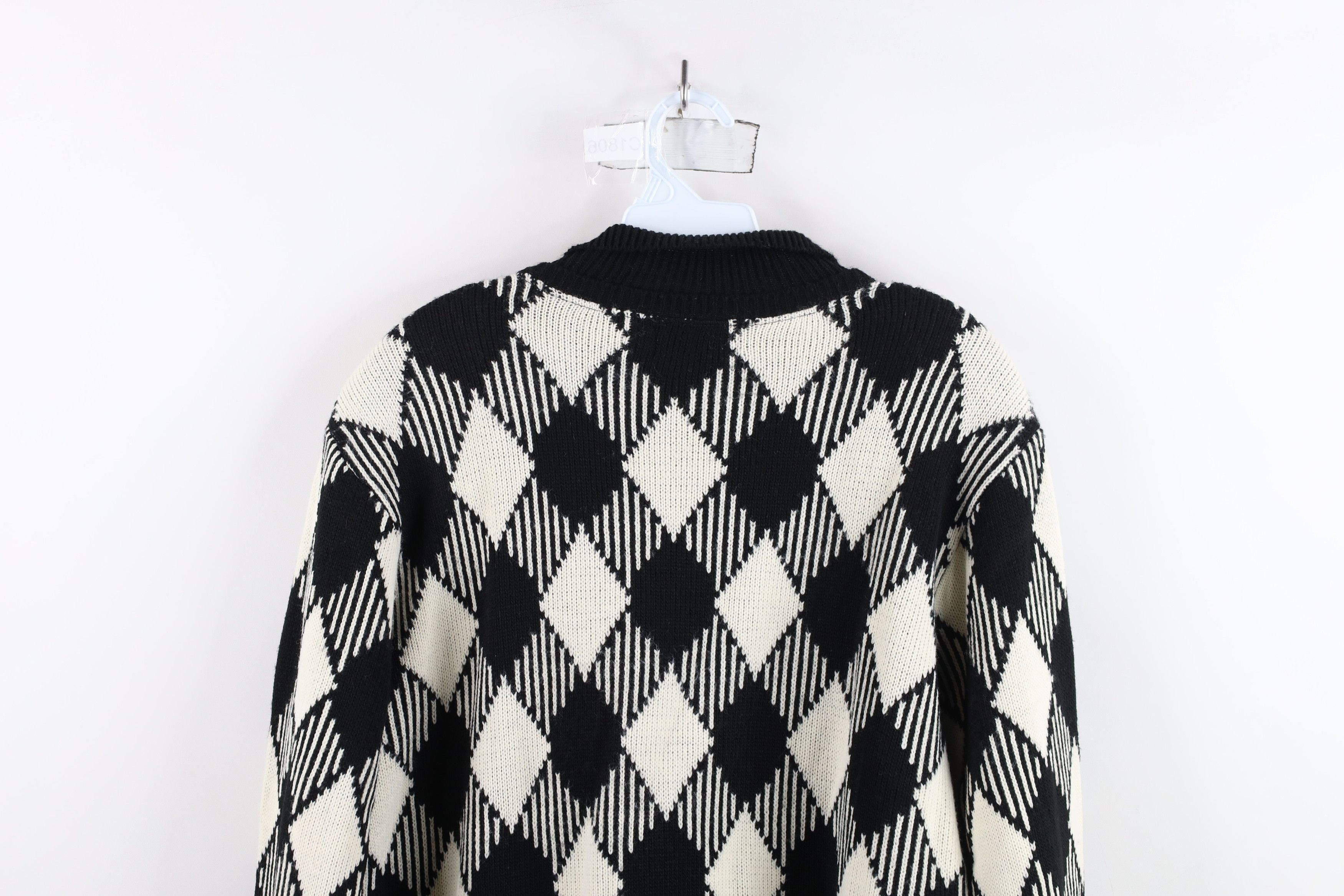 Vintage Vintage 90s Streetwear Diamond Knit Collared Sweater USA Size L / US 10 / IT 46 - 10 Thumbnail
