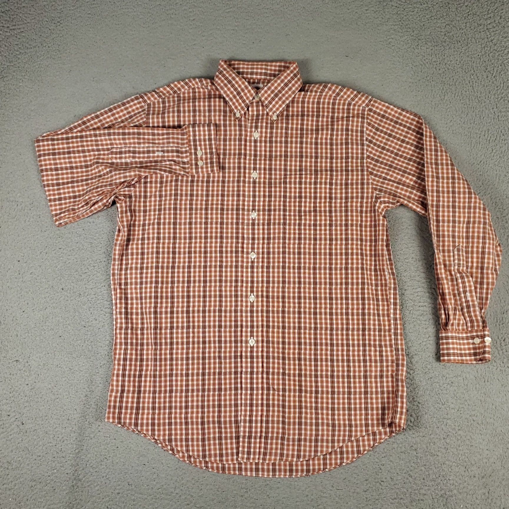 Brooks Brothers VINTAGE Brooks Brothers Shirt Mens Medium Brown Orange Plaid Button-Up Long Sleeve Size US M / EU 48-50 / 2 - 3 Thumbnail